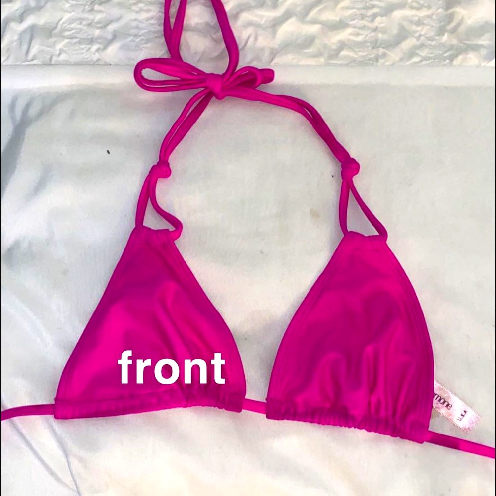 BRIGHT HOT PINK TRIANGLE BIKINI TOP
